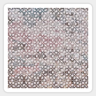 Vintage Mediterranean tiles pattern pink and grey Sticker